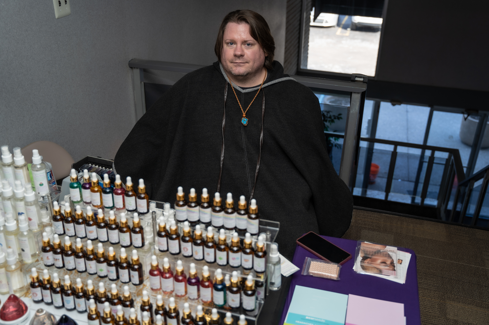 Michael Allison with his flower essence collection